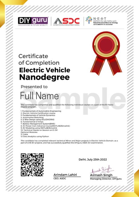 Nanodegree Sample Certificate
