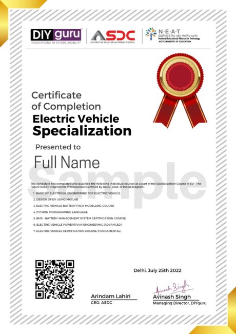 Specialisation Sample Certificate